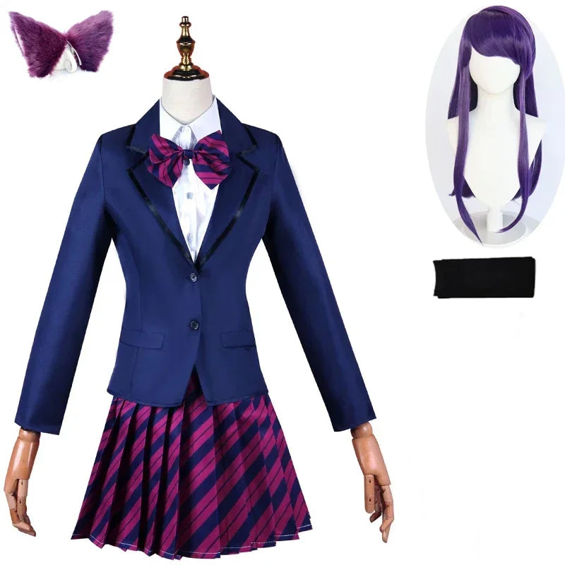 Shouko Komi Skirt Set Anime Komi Can't Communicate Komi san wa Comyushou desu Cosplay Costume High School Uniform Purple Wig