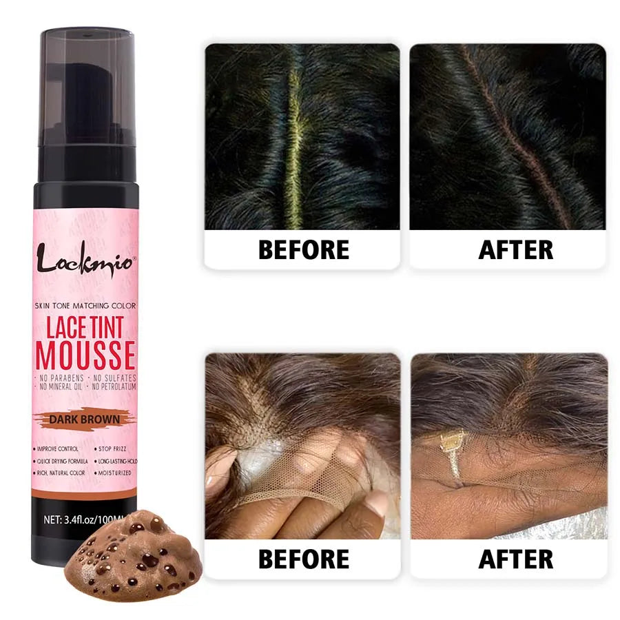 Lace Wig Dyeing and Installation Kit Lace Tint Mousse for Wig Invisible Adhesive Melting Spray for Wigs Front Closure & Remover