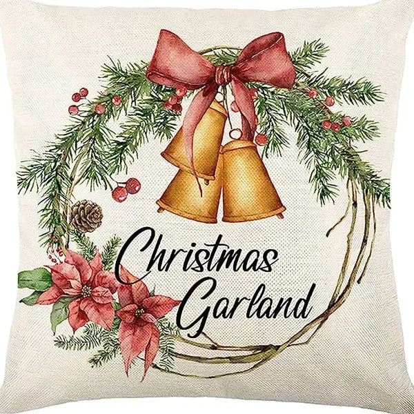 Christmas linen pillowcase, Santa Claus printed pillow, cushion cover, home living room decoration cushion cover