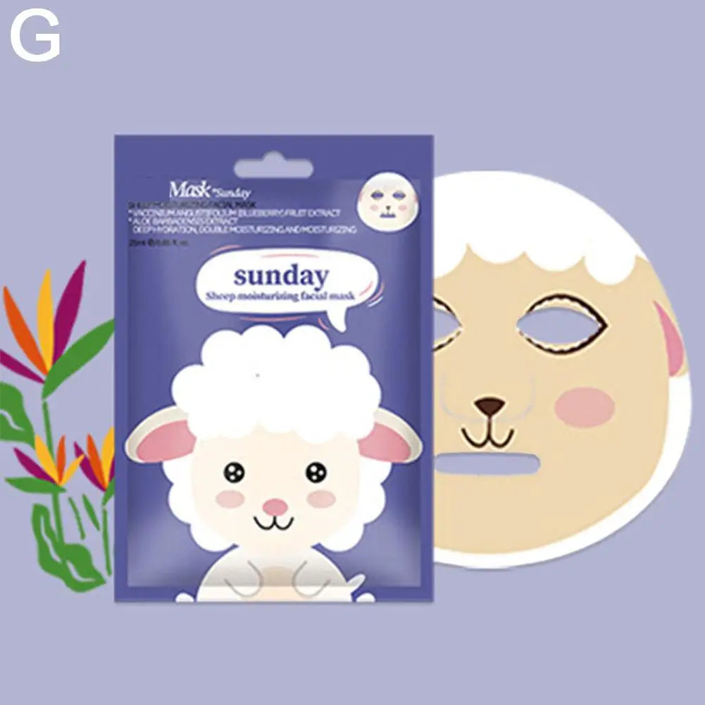 1/5pcs Cute Cartoon Animal Children's Sheet Mask Kids Spa Moisturize Face Masks Gentle Moisturizing Brighten Mask Skincare