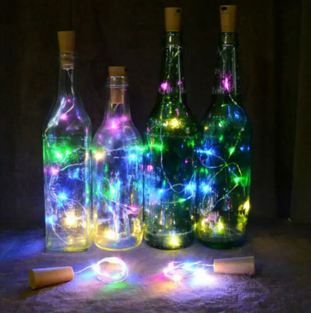 10pcs 2M 20Leds Solar Wine Bottle String Lights IP65 Waterproof Copper Wire Cork Shaped Fairy Lights For Wedding Christmas Decor