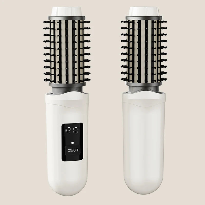 USB charging portable hair curler, two in one straight hair comb, with LED display screen, suitable for travel and family use