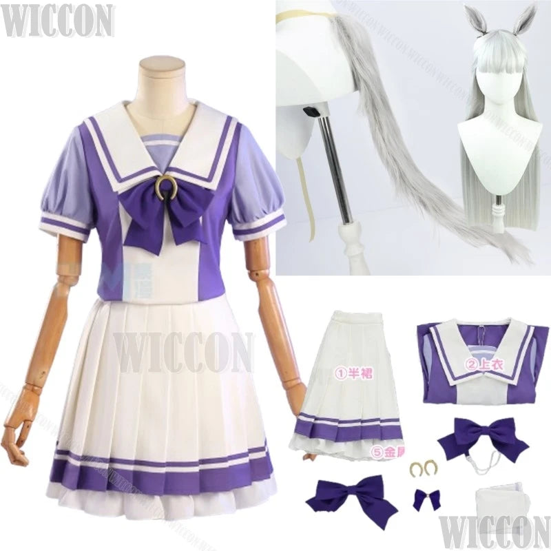 Gold Ship Uma Musume Pretty Derby Anime Cosplay Purple Sailor Dress Wig Toukai Teiou School Uniform Halloween Navidad Carnaval