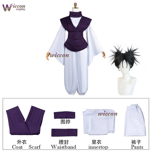 Choso Cosplay Costume Suit Same Pants Ponytail Wig Anime Movie JJK Execution Top Halloween Clothing Men Brother Robe Purple