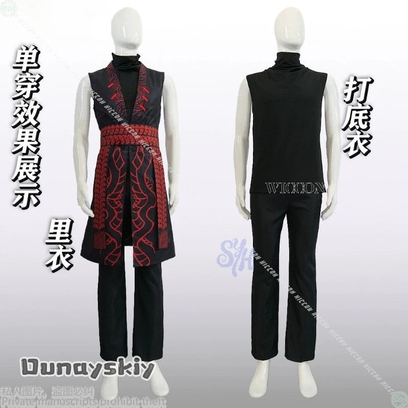 Jia Qiu Cosplay Anime Game Limbus Company Retro Black Robe Uniform{Dunayskiy States}Dark Red Pattern Chinese Style Wig Halloween