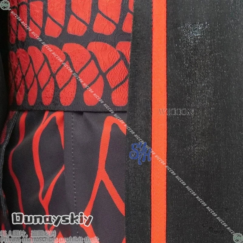 Jia Qiu Cosplay Anime Game Limbus Company Retro Black Robe Uniform{Dunayskiy States}Dark Red Pattern Chinese Style Wig Halloween