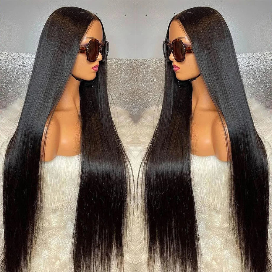 220% Full Lace 13x6 HD Lace Frontal Wig for Women 13x4 Frant Silky Straight Remy Human Hair Dark Black 5x5 Glueless Pre Plucked