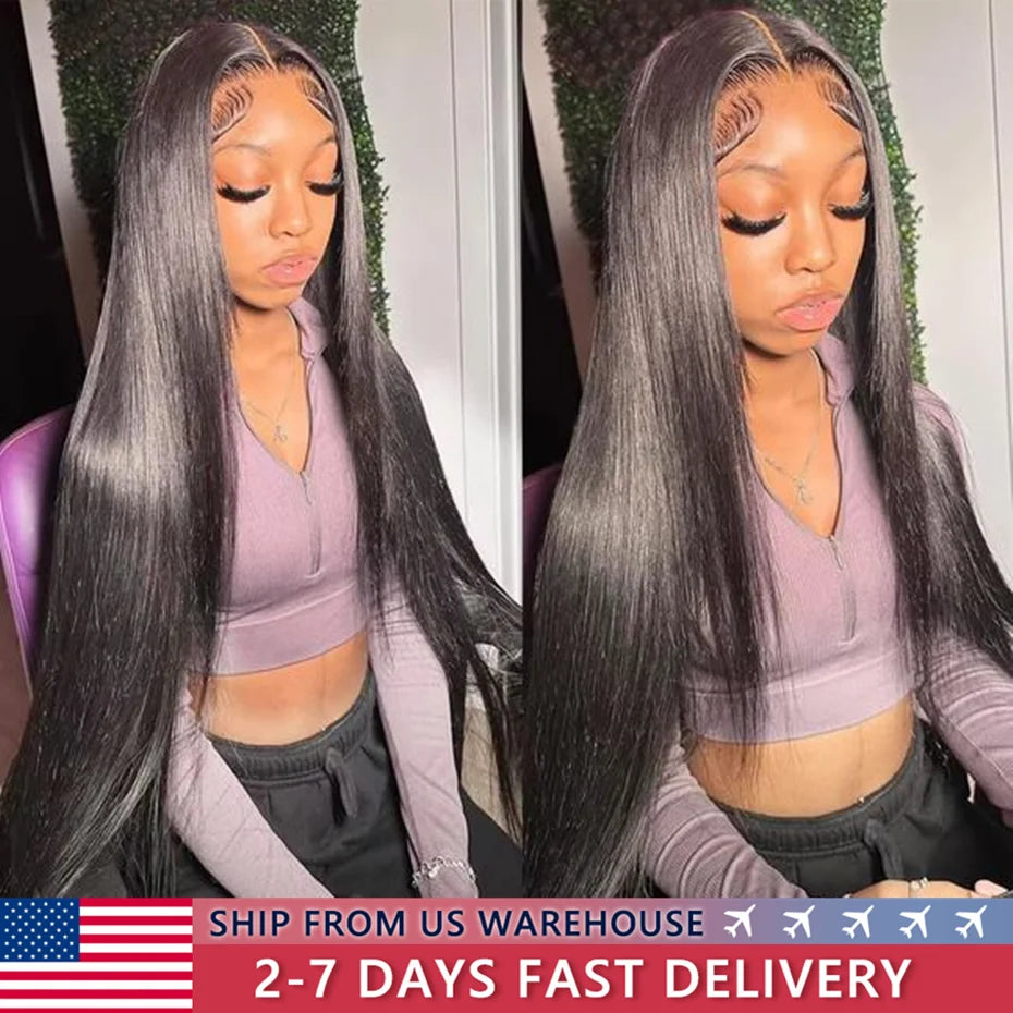 180% Density HD Transparent 13x4 13x6 Lace Front Human Hair Wigs For Women 360 Lace Frontal Wig PrePlucked 4x4 Closure Wig Bling