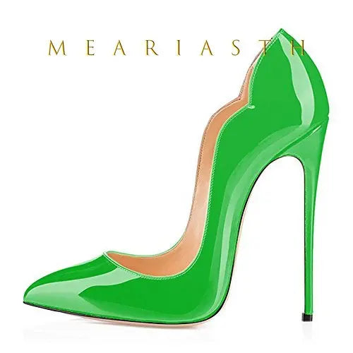 12cm Heels Women Patent Leather High Thin Heel Shoes Office Nightclub Pointed Toe V-mouth Single Shoes Wedding Party Women Pumps