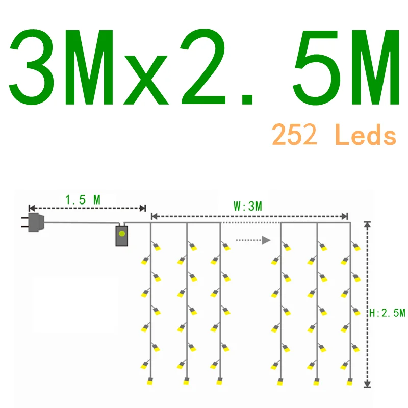 Led Icicle Curtain String Fairy Lights Christmas Lights Garland For Christmas New Year Wedding Home Room Patio Party Decoration