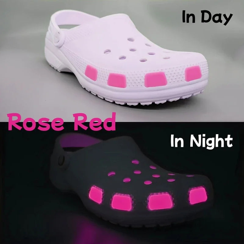 7pcs/set of cute crocodile shoe edge buckles that glow at night - suitable for holiday gifts such as park walks and dog walking