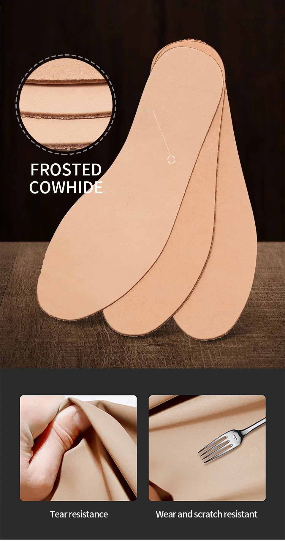 Head Layer Cowhide Insole Breathable and Sweat Absorbing Leather Shoe Pad Thick Genuine Leather Shoe Pad Thin Anti Odor Foot Pad