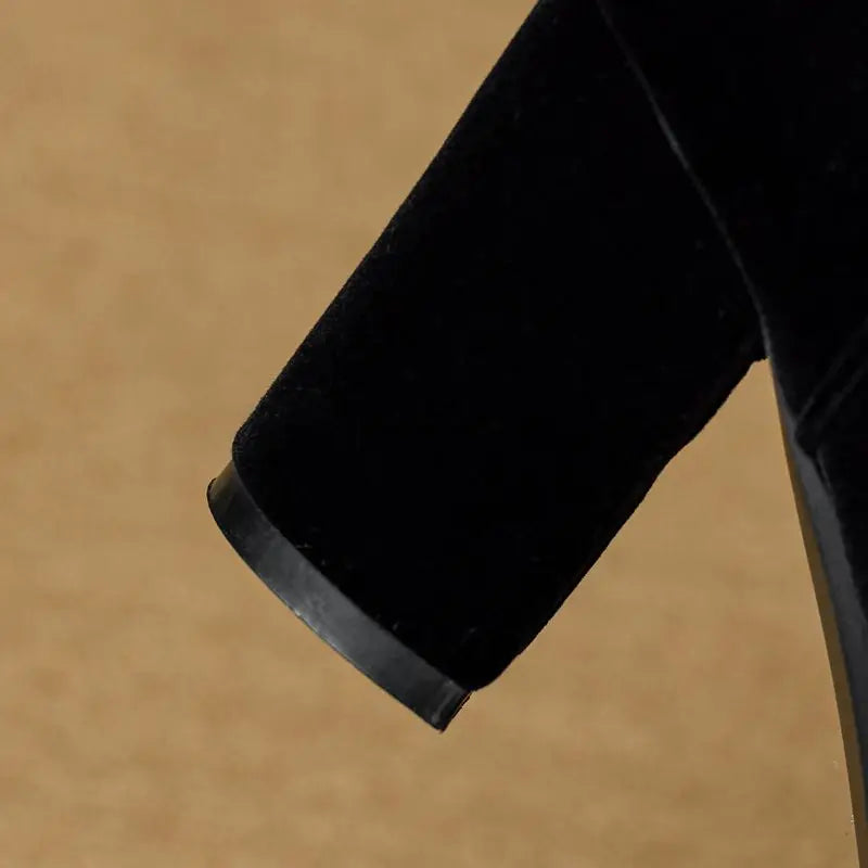 REAVE CAT Mature Female Ankle Boots Round Toe Chunky Heels Black 7.5cm Big Size 42 44 45 46 47 48 49 50 51 52 US18 Women Bota