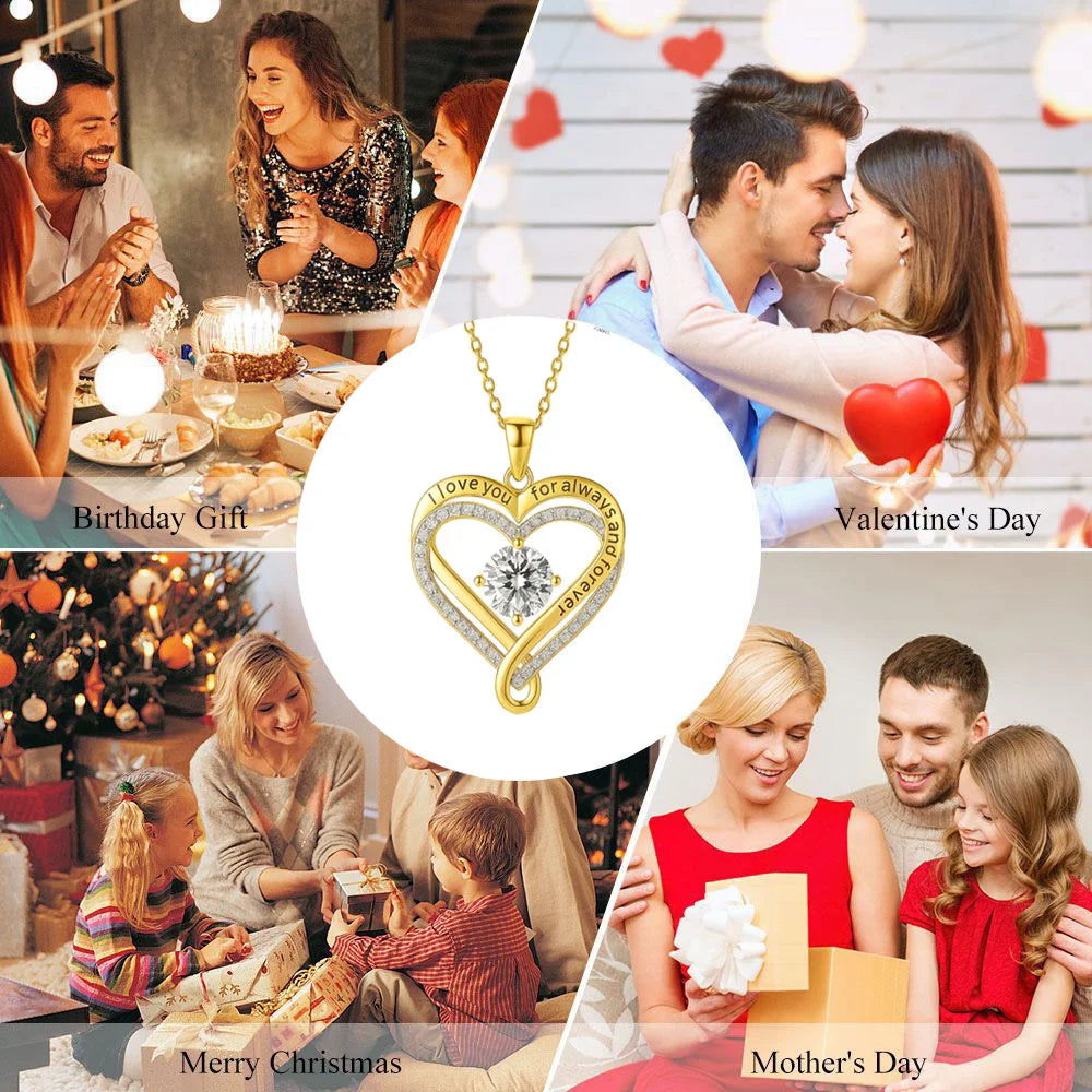 To My Wife Eternal Heart Double layered Necklace With LED Light Gift Box Fo Gilrfriend Wife Valentine's Day Christmas Gifts