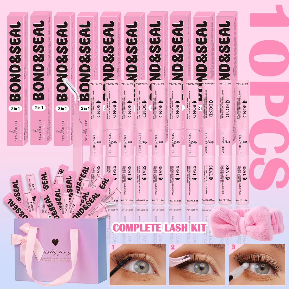 Lash Bond and Seal Waterproof Strong Hold Lash Cluster Glue for Eyelash Long Lasting Eyelash Makeup Tool
