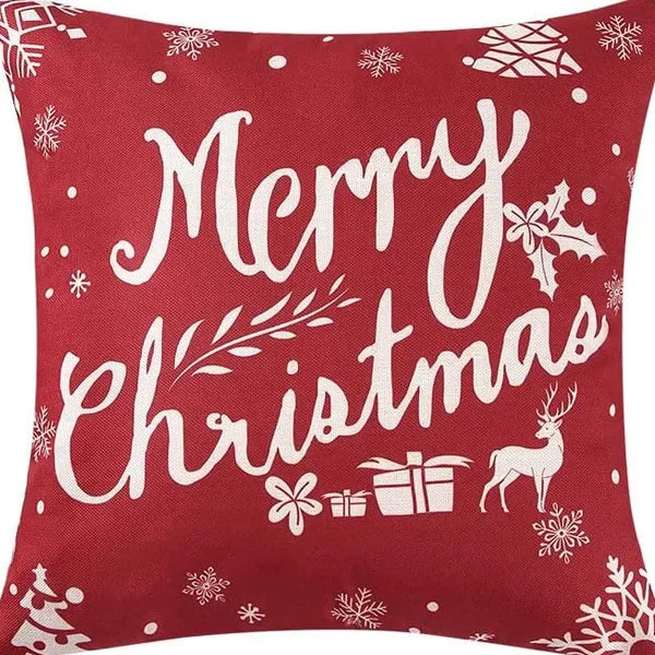 Christmas linen pillowcase, Santa Claus printed pillow, cushion cover, home living room decoration cushion cover
