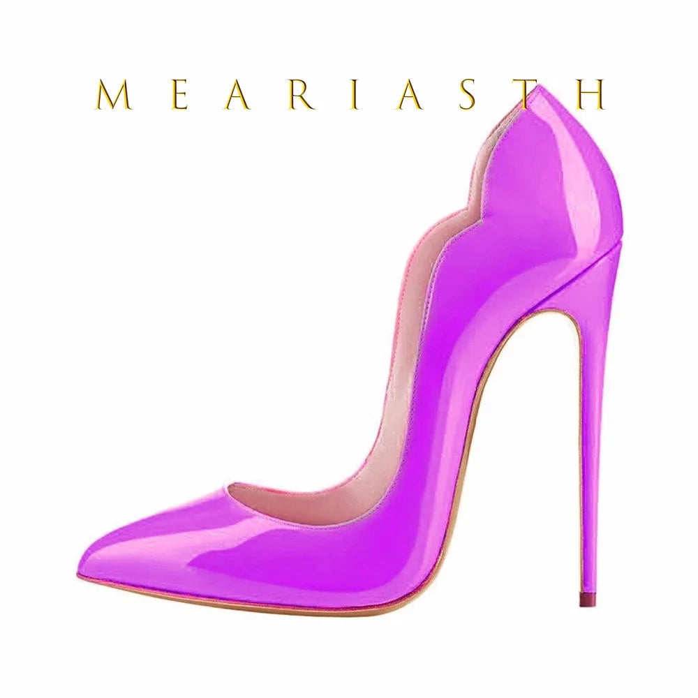 12cm Heels Women Patent Leather High Thin Heel Shoes Office Nightclub Pointed Toe V-mouth Single Shoes Wedding Party Women Pumps