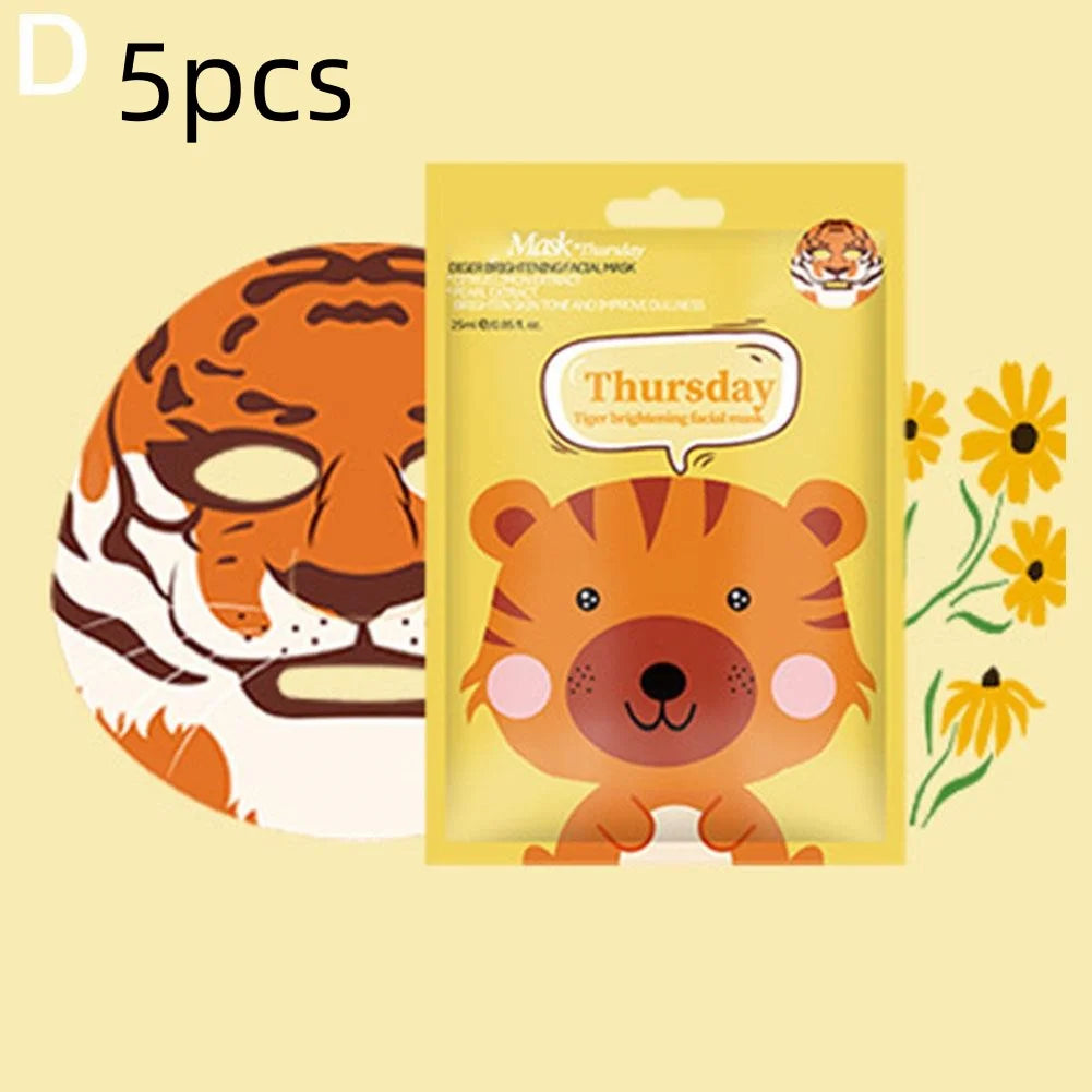 1/5pcs Cute Cartoon Animal Children's Sheet Mask Kids Spa Moisturize Face Masks Gentle Moisturizing Brighten Mask Skincare