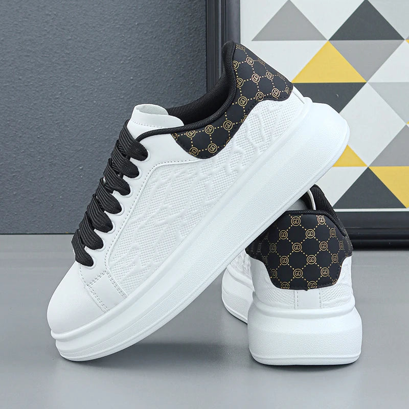 Luxury Men's Shoes 2025 Men Leather Sneakers Thick Soled Board Shoes Tennis Shoes New Casual Shoes Walking Shoes for Men & Women