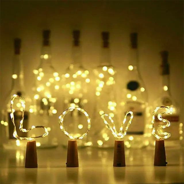 10pcs 2M 20Leds Solar Wine Bottle String Lights IP65 Waterproof Copper Wire Cork Shaped Fairy Lights For Wedding Christmas Decor