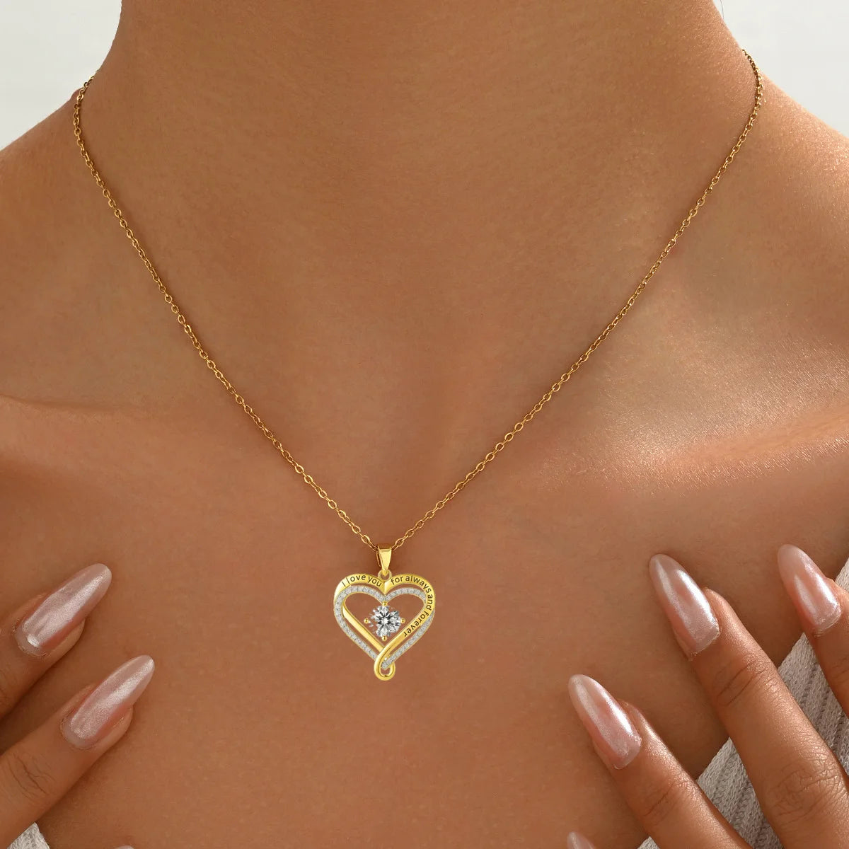 To My Wife Eternal Heart Double layered Necklace With LED Light Gift Box Fo Gilrfriend Wife Valentine's Day Christmas Gifts