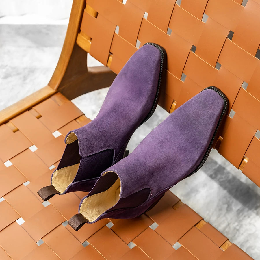 2025 Hanmce Chelsea Boots Top Quality Genuine Leather Slip-On Luxury Boots Men