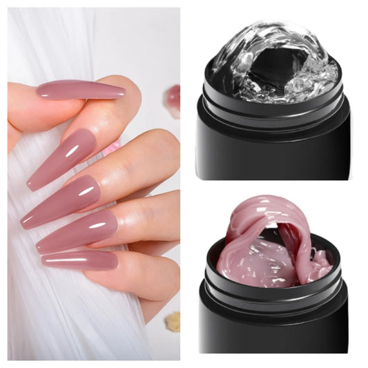 2Pcs Non Stick Hand Extension Gel Nail Polish Set Nude Clear Extension Rhinestone Glue Gel Kits UV Builder Nail Art For Manicure