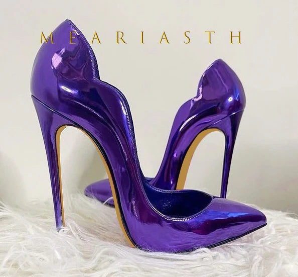 12cm Heels Women Patent Leather High Thin Heel Shoes Office Nightclub Pointed Toe V-mouth Single Shoes Wedding Party Women Pumps