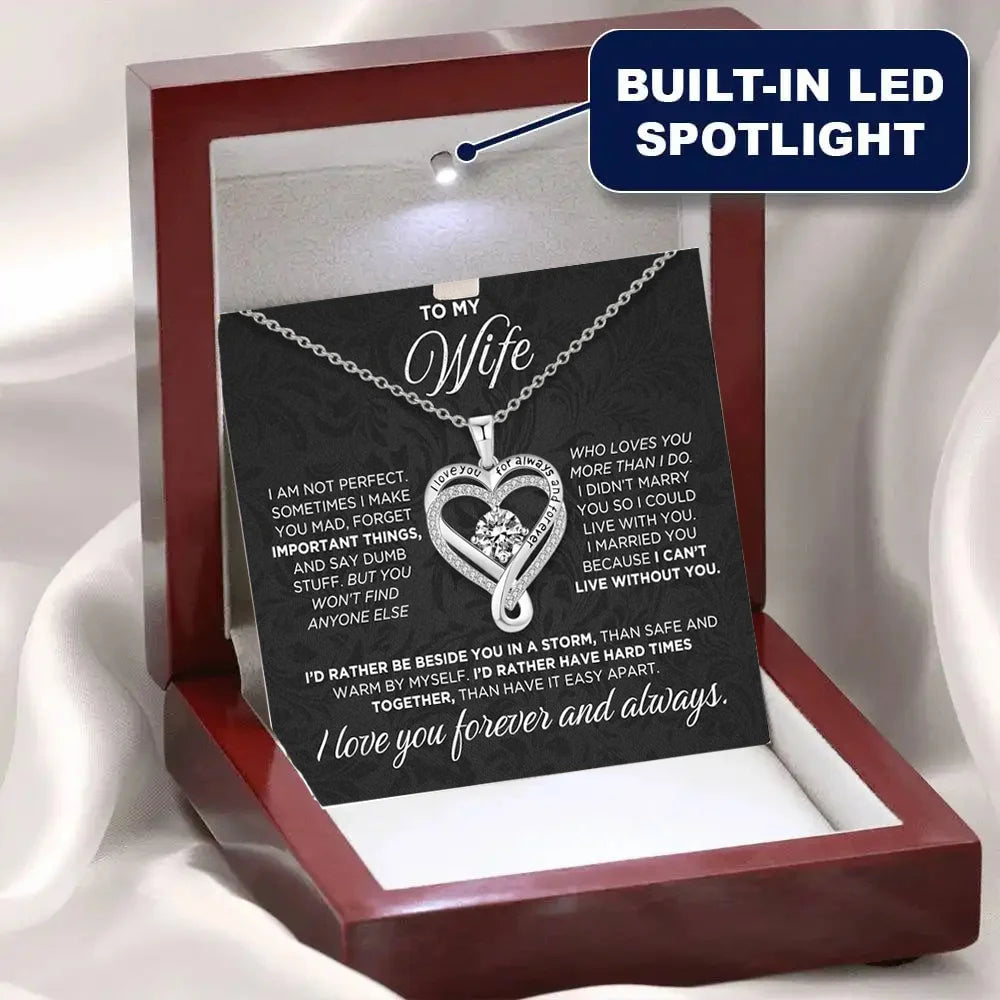 To My Wife Eternal Heart Double layered Necklace With LED Light Gift Box Fo Gilrfriend Wife Valentine's Day Christmas Gifts