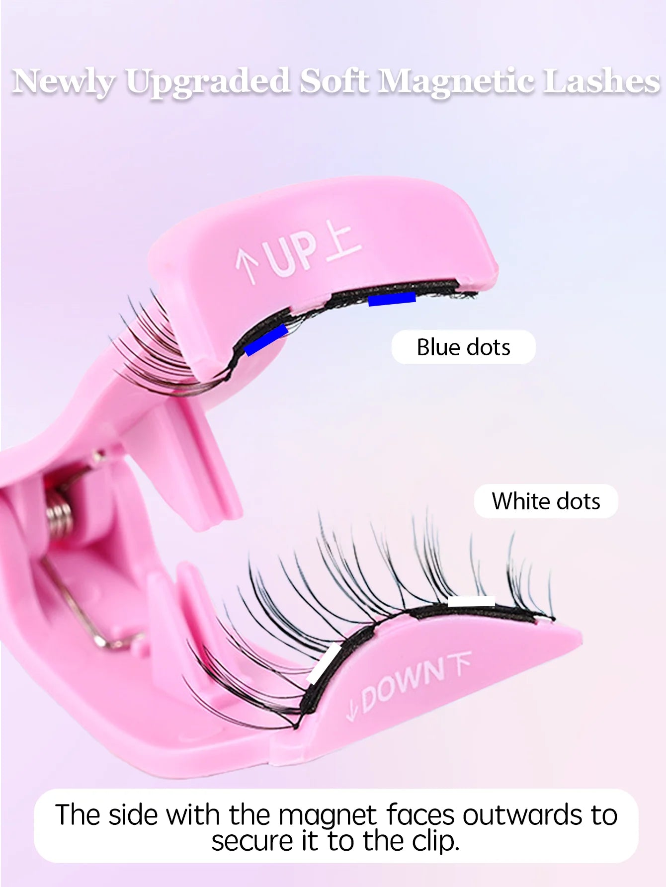 1Pairs Soft Magnetic Lashes Natural Reusable Magnetic Eyelash No Glue Need Eyelash Extension Set with Wearing Clips Makeup Tools