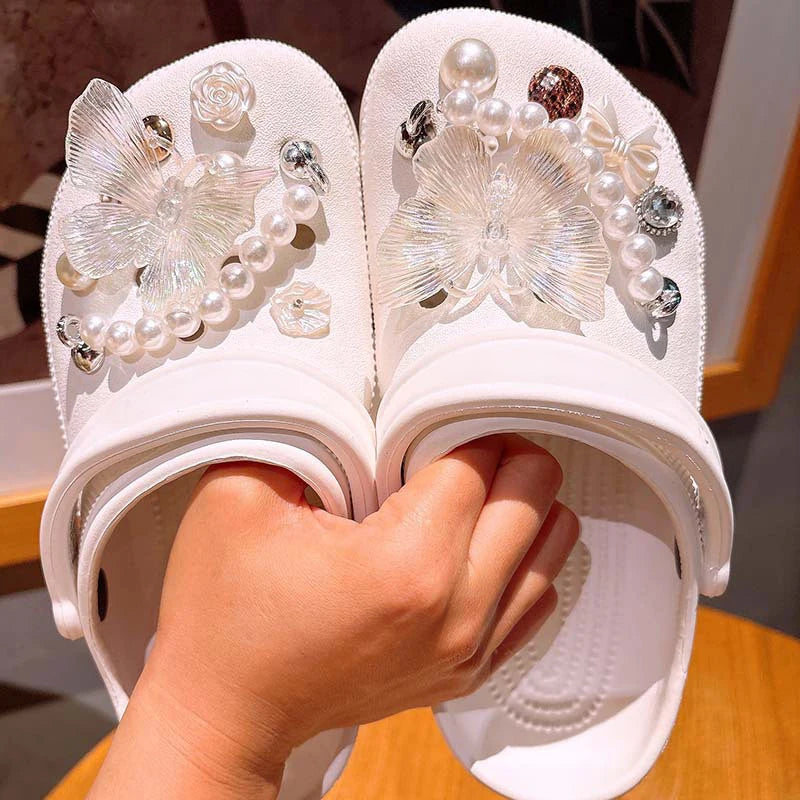 Sea DIY Shell Hole Punch Shoe Charms Ocean Lava Rock & Starfish Shoe Clips For Summer Sandals & Slippers Decorations Women Gifts
