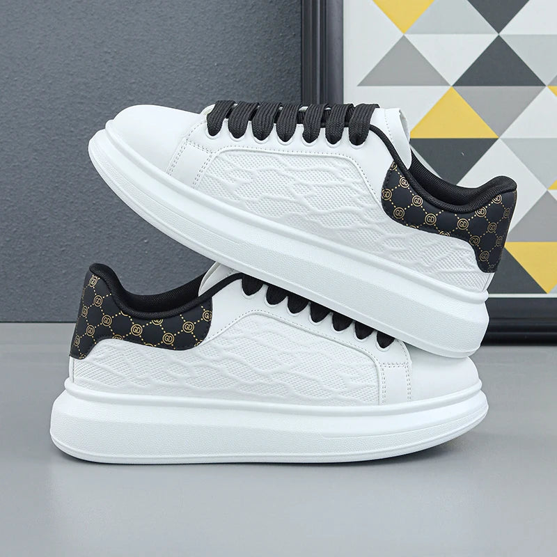 Luxury Men's Shoes 2025 Men Leather Sneakers Thick Soled Board Shoes Tennis Shoes New Casual Shoes Walking Shoes for Men & Women