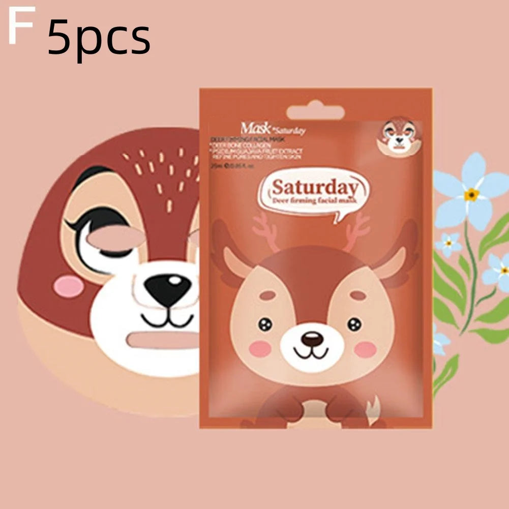 1/5pcs Cute Cartoon Animal Children's Sheet Mask Kids Spa Moisturize Face Masks Gentle Moisturizing Brighten Mask Skincare
