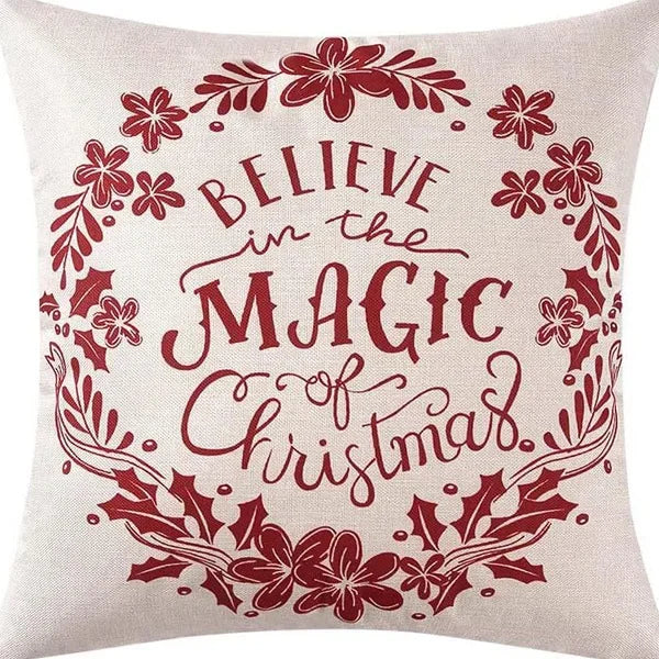 Christmas linen pillowcase, Santa Claus printed pillow, cushion cover, home living room decoration cushion cover