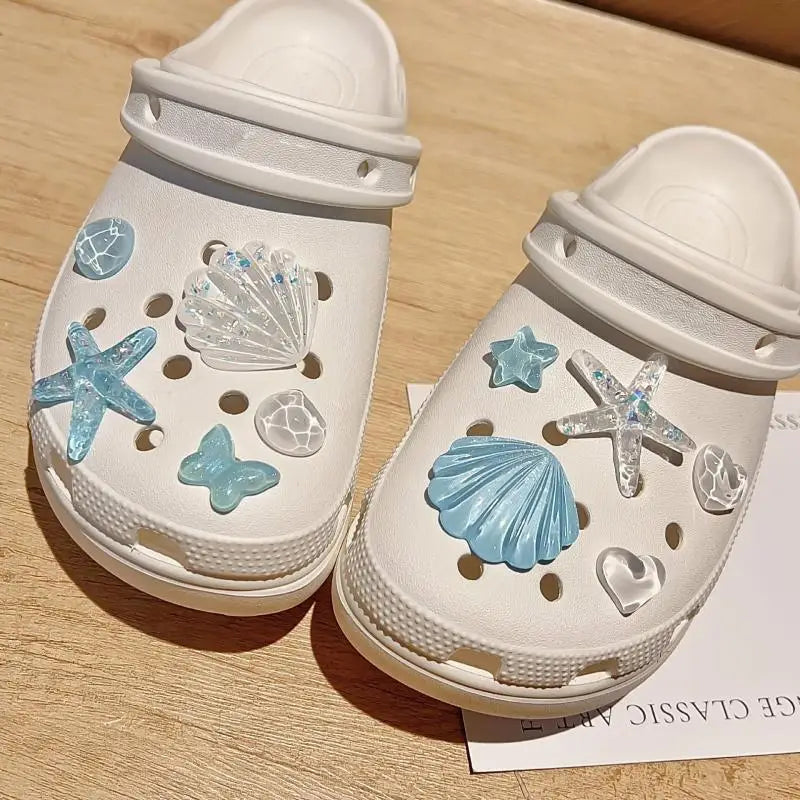 1pc/set DIY Clogs Sandals Garden Shoe Decor Cute Starfish Shell Resin Shoe Charms Accessories Buckles Bag Pins Girls Gifts