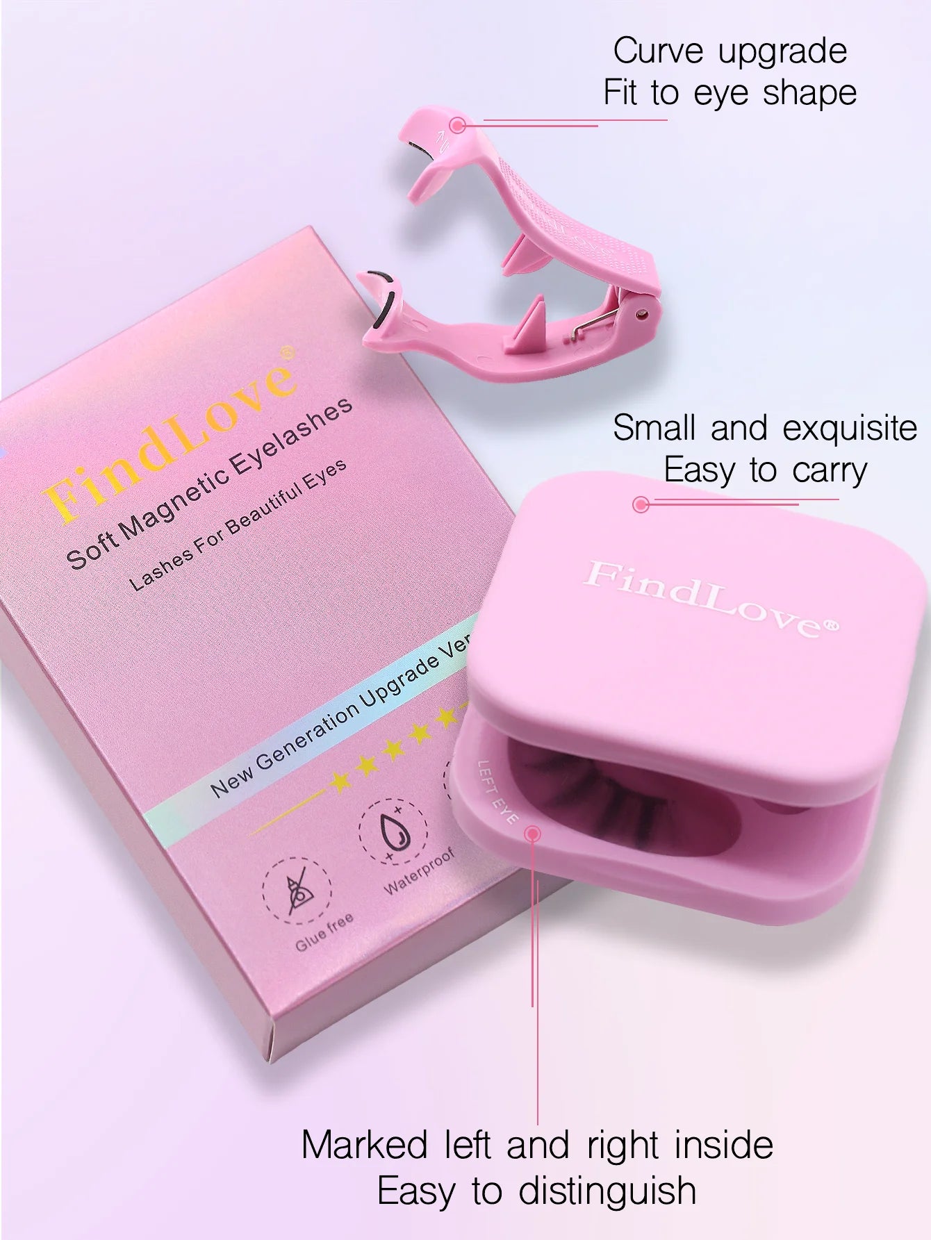 1Pairs Soft Magnetic Lashes Natural Reusable Magnetic Eyelash No Glue Need Eyelash Extension Set with Wearing Clips Makeup Tools