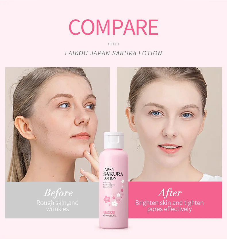 LAIKOU Sakura Face Lotion Moisturizing Essence  Shrink Pores Repairing  Improve Skin Elasticity  100ML