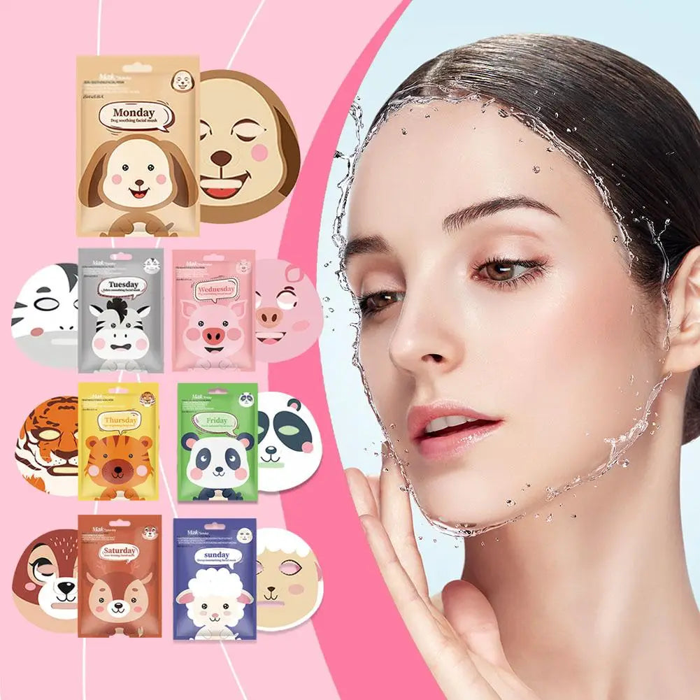 1/5pcs Cute Cartoon Animal Children's Sheet Mask Kids Spa Moisturize Face Masks Gentle Moisturizing Brighten Mask Skincare