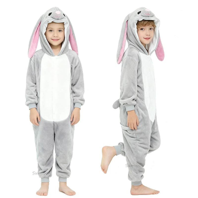 Kids Anime Leopard Cat Kigurumi Costume Cosplay Cartoon Jumpsuit for Children Halloween Christmas Girl Boy Hooded Pajamas Onesie