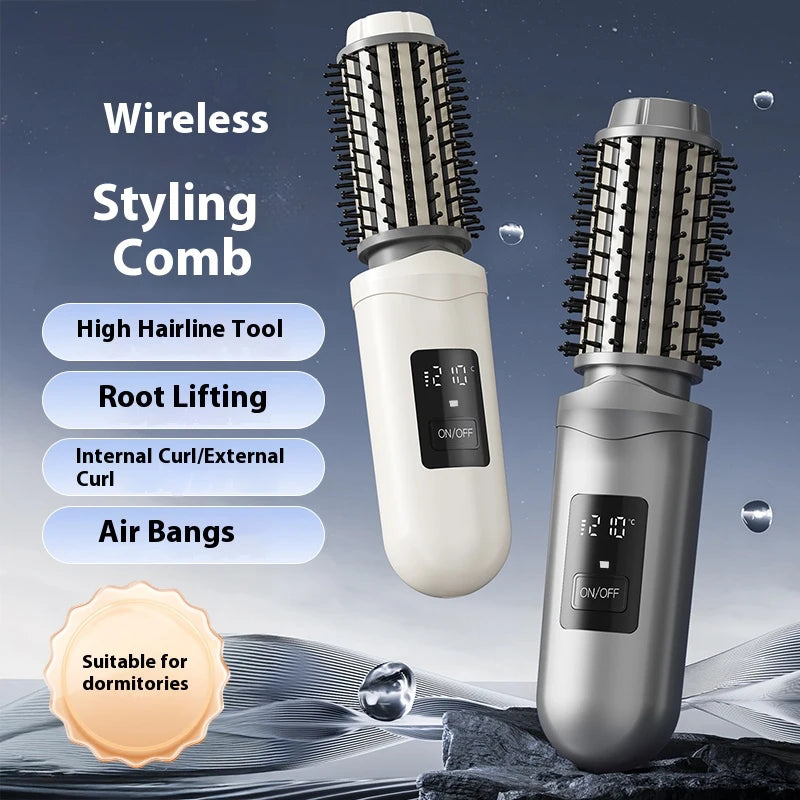 USB charging portable hair curler, two in one straight hair comb, with LED display screen, suitable for travel and family use
