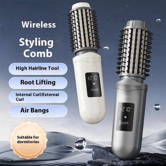USB charging portable hair curler, two in one straight hair comb, with LED display screen, suitable for travel and family use
