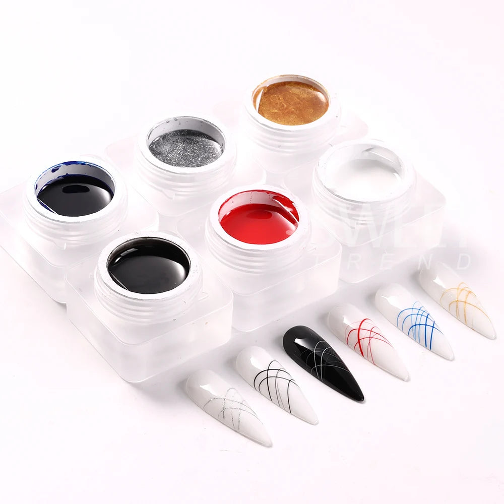 6 Colors Spider Line Gel Nail Polish Black Spider Line Gel Nail Polish UV LED Gel Varnish Wire Drawing Gel Lacquer For Manicure