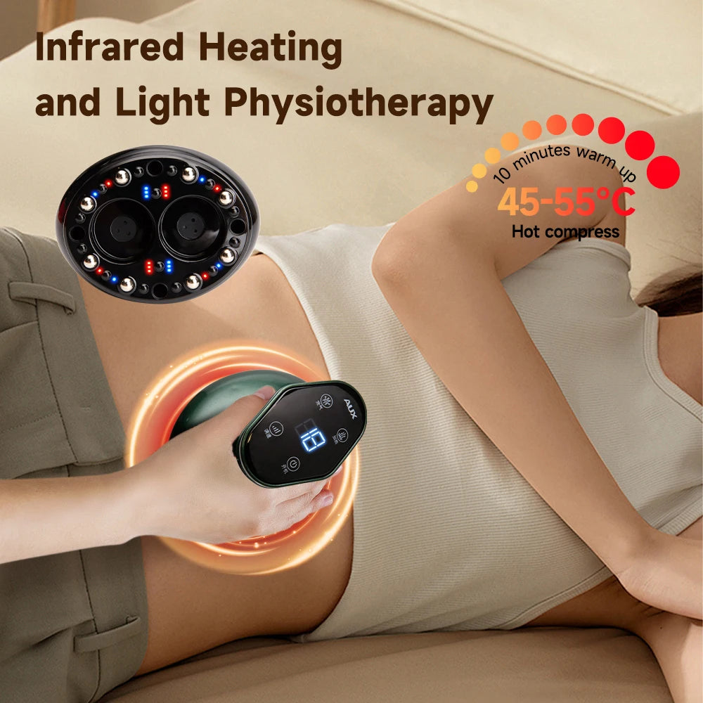 Electric Guasha Scraping Massage Cupping Body Massager Vacuum Cans Suction Cup Heating Fat Burner Anti-cellulite Massager