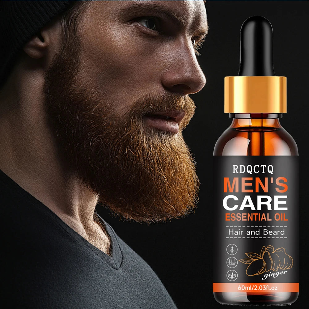Men Beard Essential Oil Hair Growth Liquid Chest Increase Moisturize Soft Smooth Nourish Thicken For Grooming Hair Facial Care