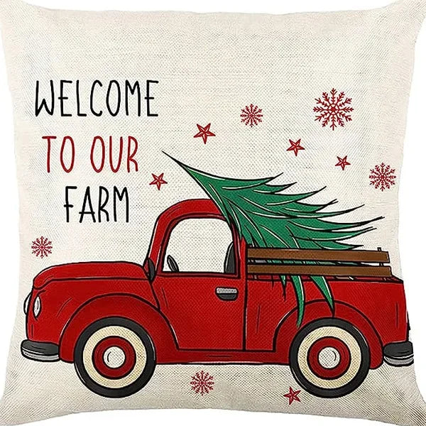 Christmas linen pillowcase, Santa Claus printed pillow, cushion cover, home living room decoration cushion cover