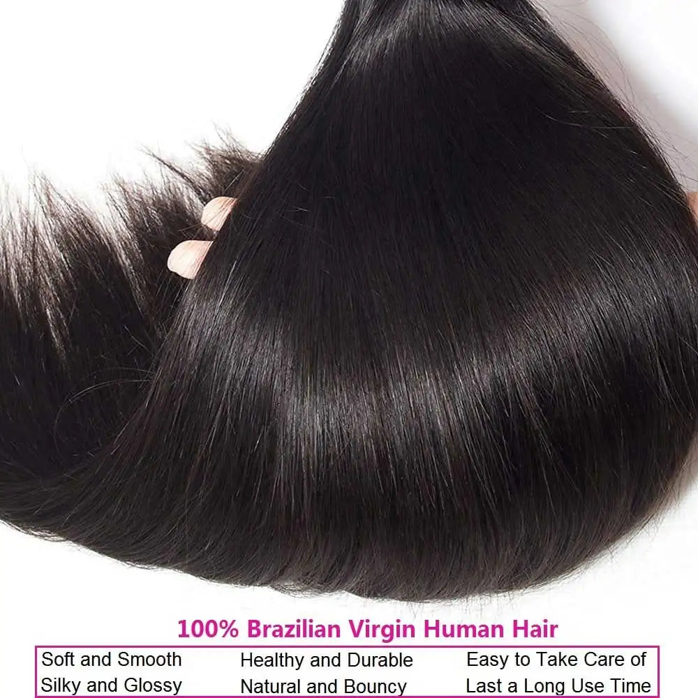 Human Hair 36 40 Inch Bone Straight Raw Hair Human Hair Bundles Extensions 1 3 4 Bundle Black Brazilian Remy Weave Bundles