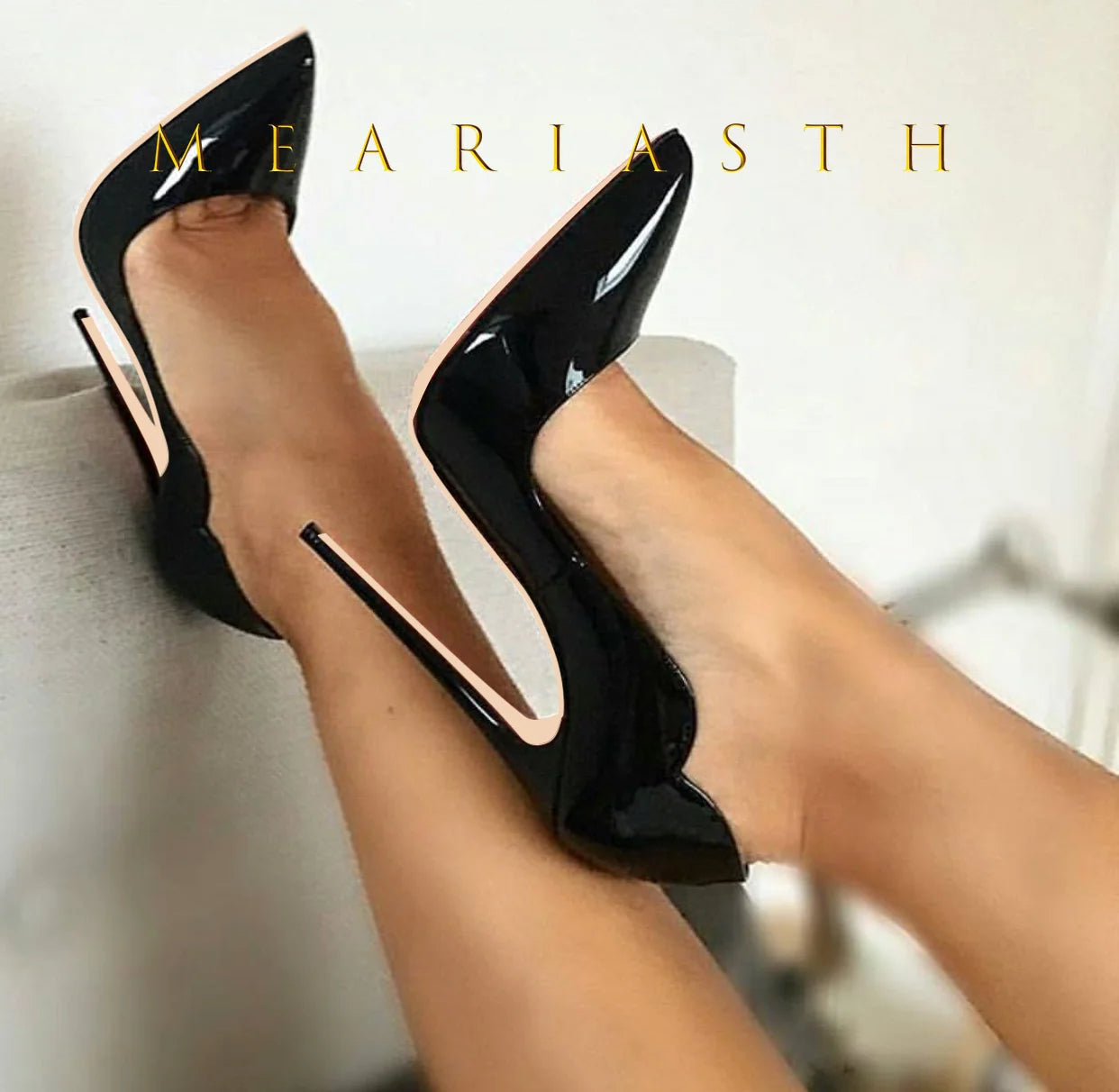 12cm Heels Women Patent Leather High Thin Heel Shoes Office Nightclub Pointed Toe V-mouth Single Shoes Wedding Party Women Pumps