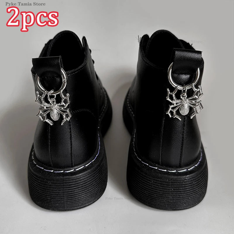 2pcs Metal Skull Butterfly Pendant Shoes Buckle Boots Shoes Decoration Heel Accessories Men Women Party Jewelry Diy Snap Hook