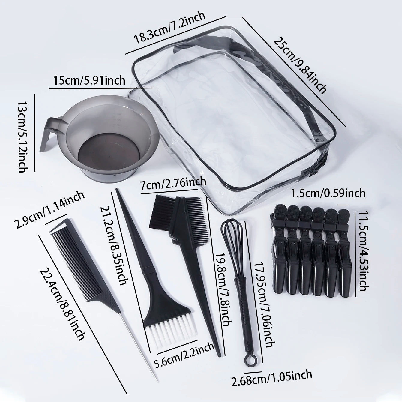 11pcs professional hair dye set with hair dye brush comb, clip, dye stirrer, suitable for hair salons,special for real hair wigs