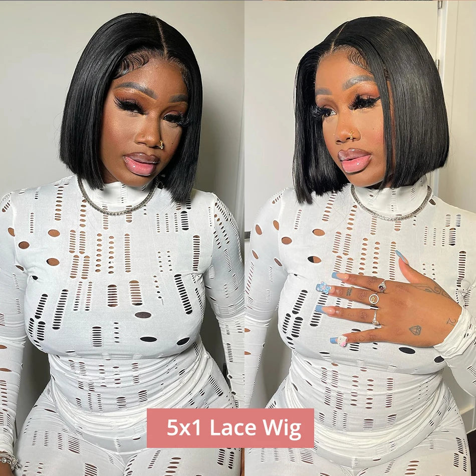 13x4 Glueless Lace Front Wig Human Hair Straight 13x6 HD Transparent Lace Frontal Wigs Short Bob Wig For Women Remy 250% Density